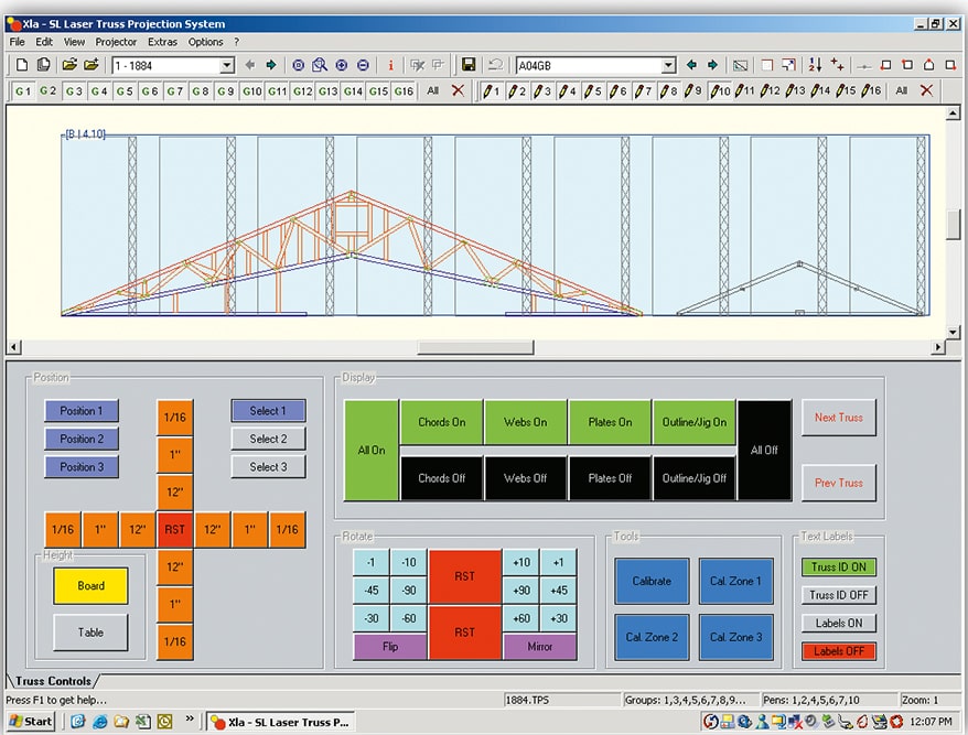 Software truss screen für den Einsatz bei Holzfertigteilen.