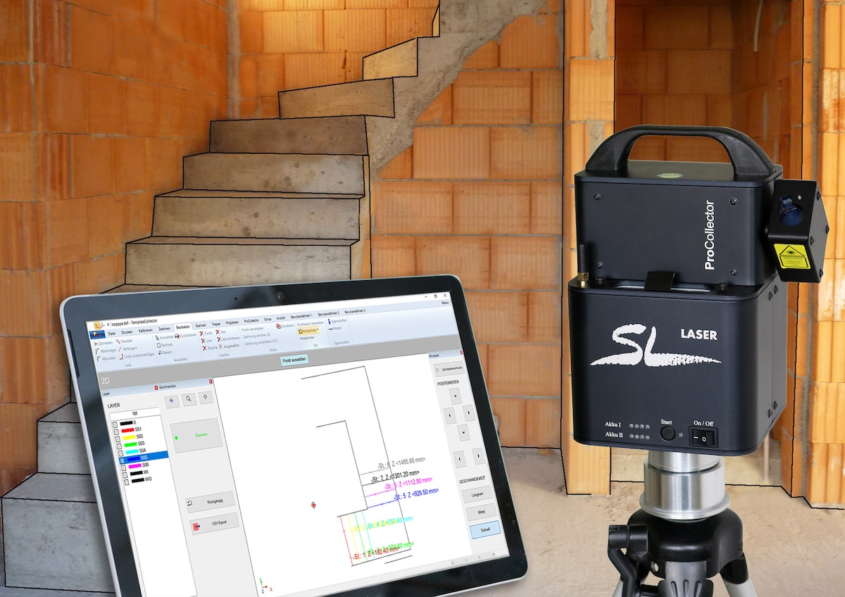 ProCollector TemplateCollector Im Einsatz - Rohbau mit Treppe