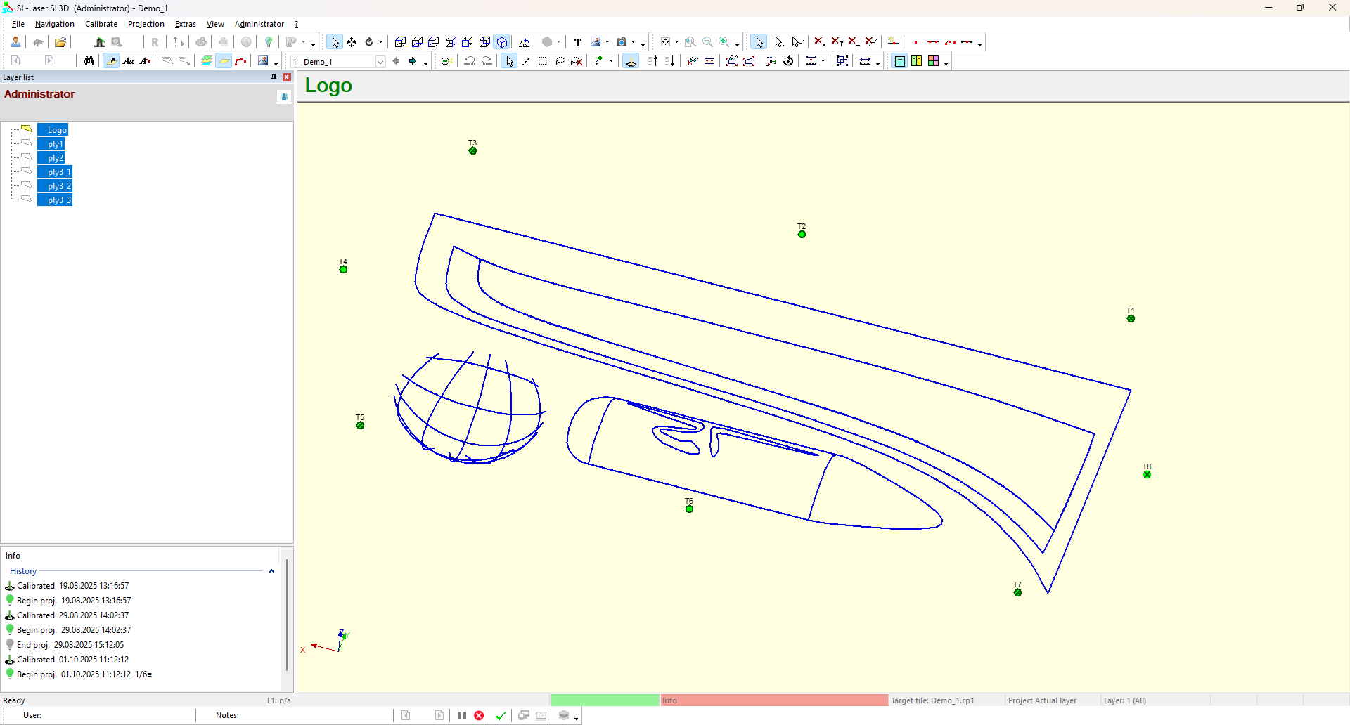 Software-Oberfläche SL3D