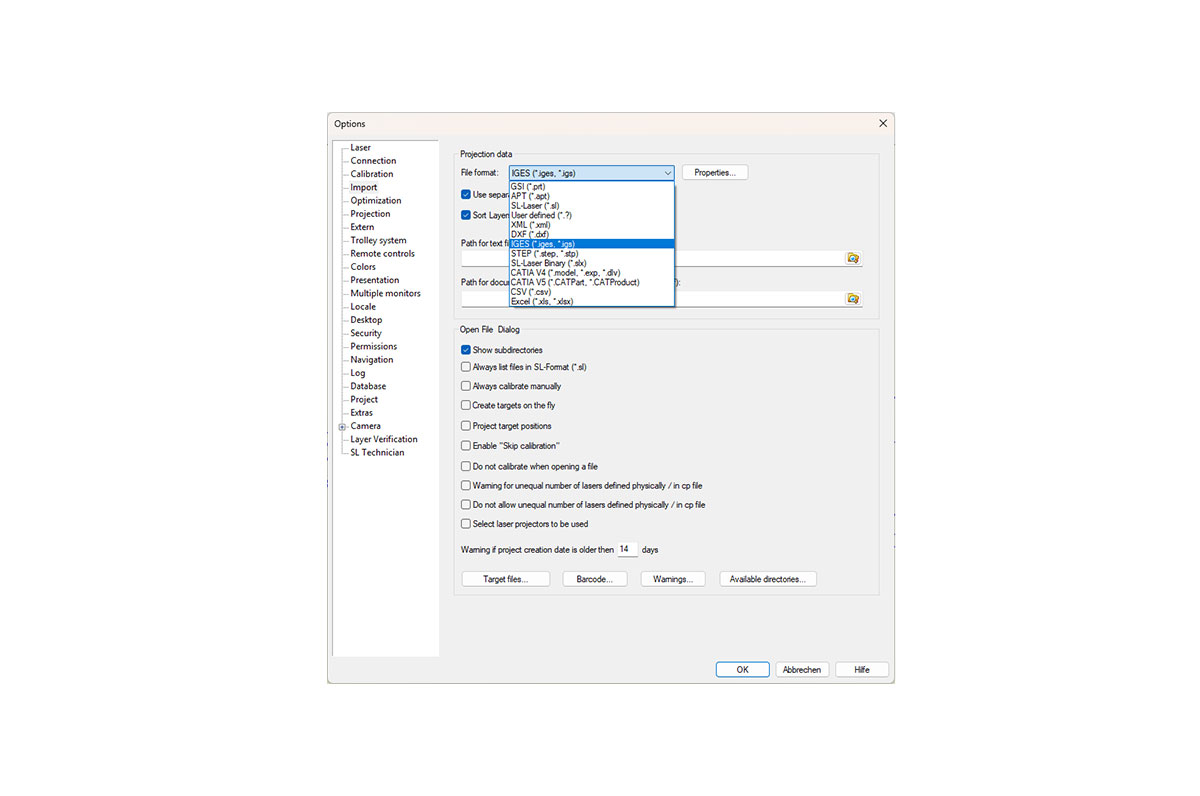 SL3D SETTINGS OPTIONS