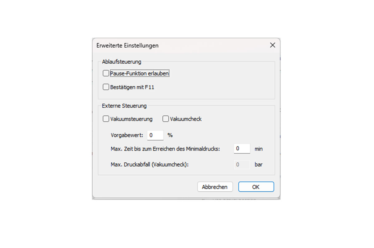 SL3D Erweiterte Einstellungen