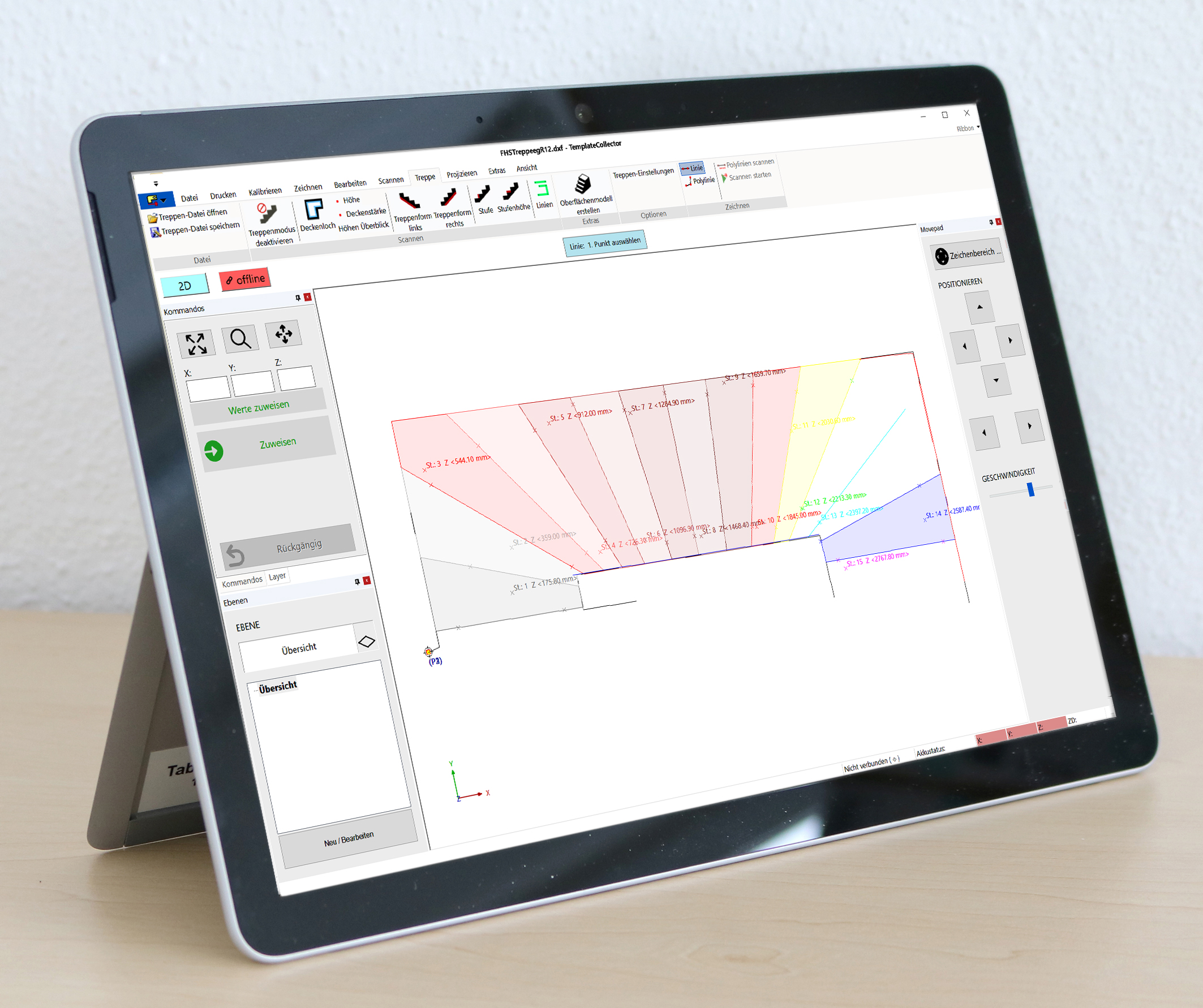 Tablet mit TemplateCollector Treppe